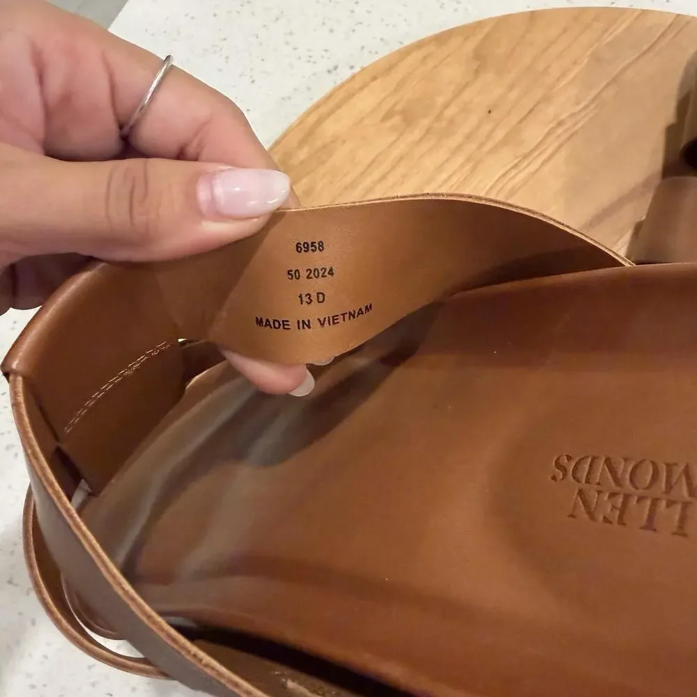 Allen Edmonds Sandals Mens 13 Davis Leather Brown Slide Fisherman Casual Comfort